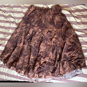 Brown Patterned Floral Skirt